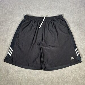 Vintage Adidas Shorts Mens L Black Striped Dazzle Shiny Athletic Basketball 90s